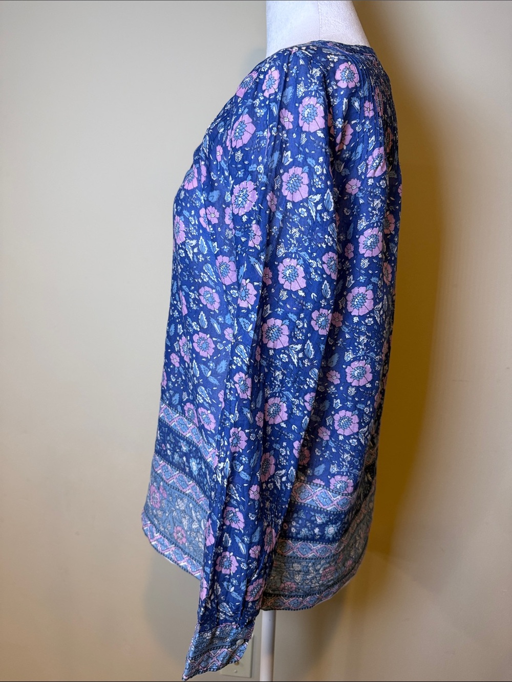 JCREW 100% Cotton Voile popover in floral block print Blue Small - Picture 8 of 14